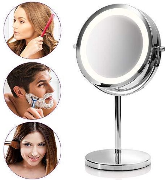 Make Up Mirror - LED lighting - 5x magnification - white - 15 cm - Packaging damaged