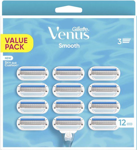 Gillette Venus Smooth Razor Blades - 12 Refill Blades - Damaged Packaging