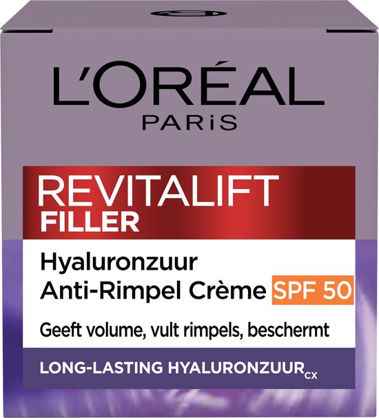 L'Oréal Paris Revitalift Filler Anti-Aging Dagcrème SPF50 - 50ml - Gezichtsverzorging met hyaluronzuur