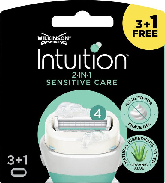 Wilkinson Sword Intuition 2-in-1 Sensitive Care - Navulmesjes - 4 stuks - beschadigde verpakking