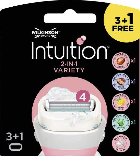 Wilkinson Sword Intuition 2-in-1 Variety Blade-Nachfüllpackungen – 4er-Pack – Beschädigte Verpackung
