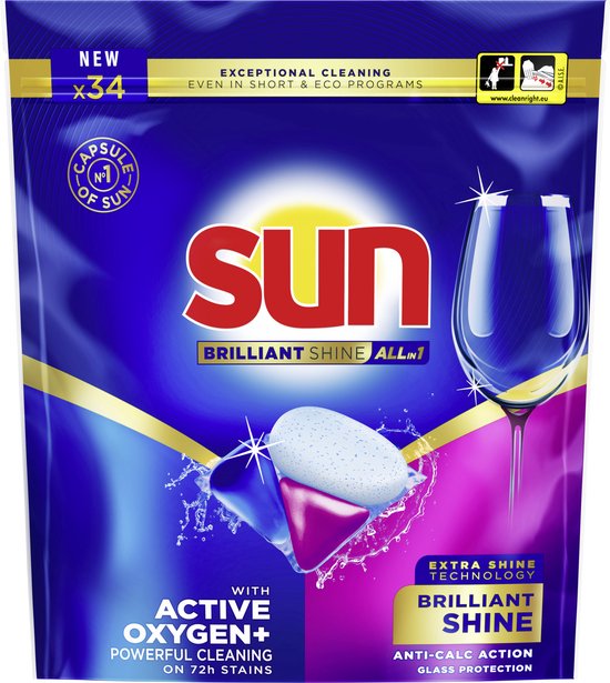 Sun Brilliant Shine All-in 1 Dishwasher Capsules 16 pieces