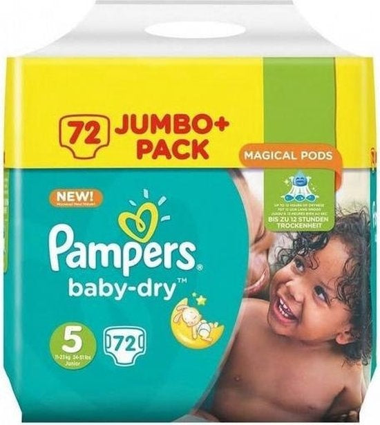 Pampers Baby Dry Diapers Size 5 (11-23 kg) 72 pieces - Packaging damaged