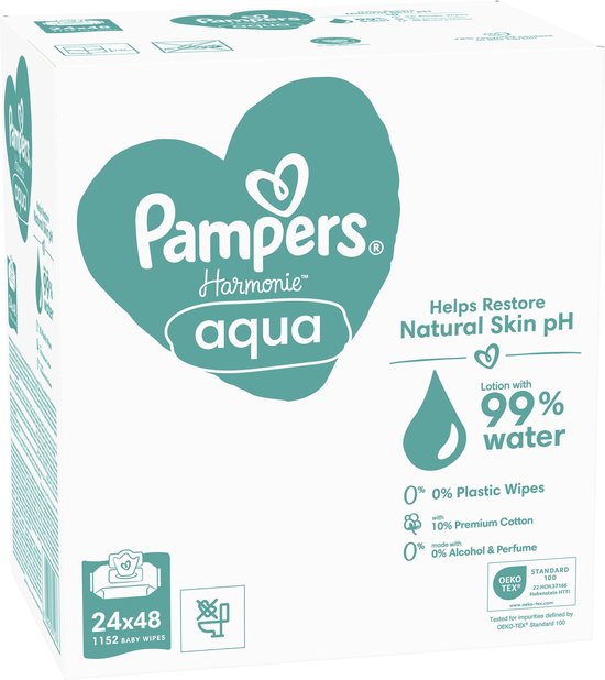 Pampers Harmonie Aqua Baby Wipes - 24 Packs = 1152 Baby Wipes