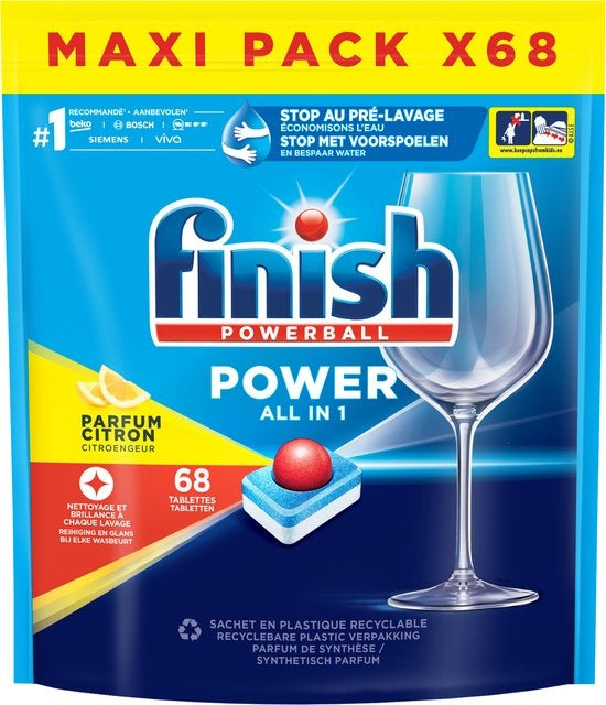 Finish Power All in One Lemon Dishwasher Tablets - 68 Pieces