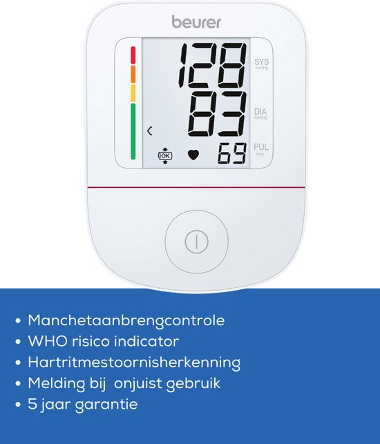 Beurer BM 23 Basic Blutdruckmessgerät Oberarm - Risikoindikator - Manschette 22 bis 42 cm - USB C Anschluss