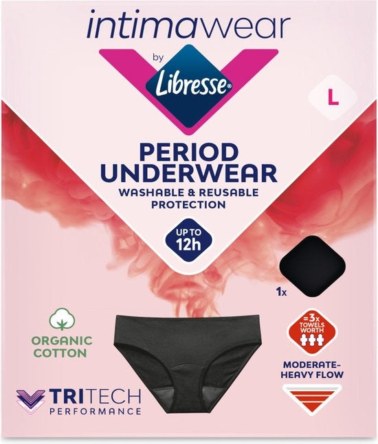 Libresse Menstrual Underwear Washable - Black Organic Cotton - Large