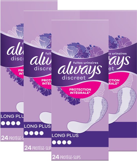Always Discreet Long Plus Slipeinlagen bei Blasenschwäche – Vorteilspackung 4 x 24 Stück