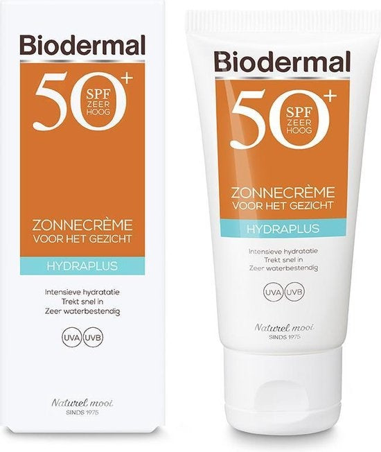 Biodermal Zonnecrème voor het gezicht - Hydraplus SPF50 - 50ml - Verpakking beschadigd