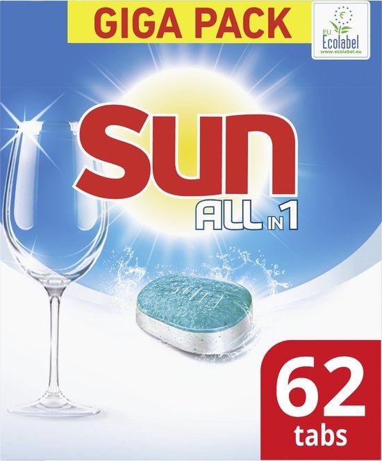 Sun All-in 1 Normaal Vaatwastabletten - 62 tabletten - Voordeelverpakking - Verpakking beschadigd