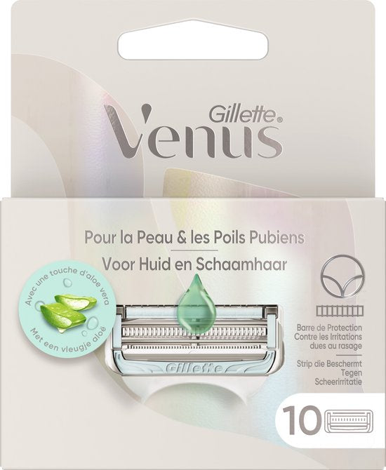 Gillette Venus + Satin Care Razor Blades - for Skin and Pubic Hair - 10 Refill Blades - Damaged Packaging