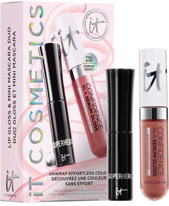 IT Cosmetics Unwrap Effortless Color Makeup Set Mascara & Gloss - Cadeauset - Bevat 5 ml Volumizing Mascara en 6,7 ml Hydraterende Gloss - Verpakking beschadigd