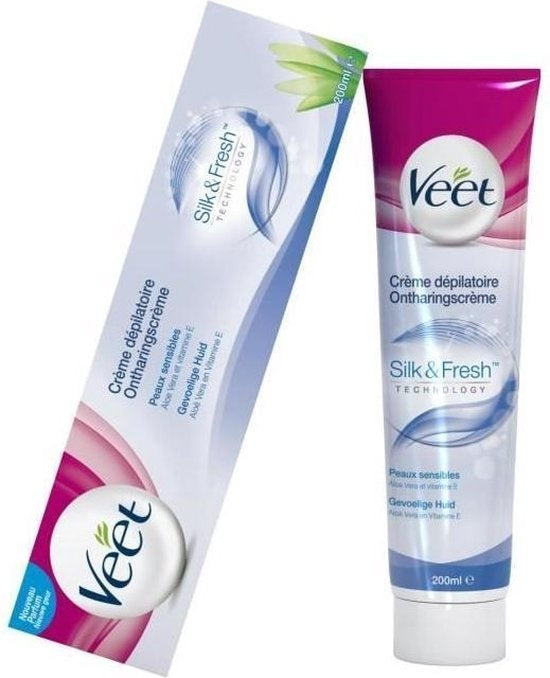 Veet Silk &amp; Fresh Haarentfernungscreme für empfindliche Haut – 200 ml – Verpackung beschädigt