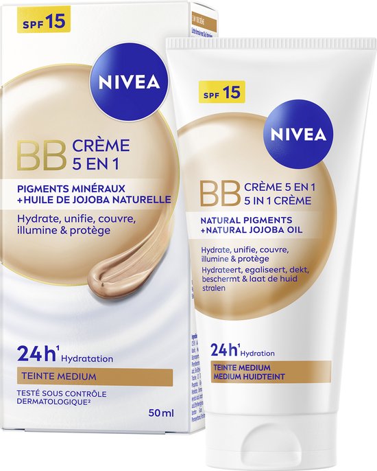 NIVEA Essentials 5in1 BB Dagcrème Medium SPF 15- Gekleurde Dagcrème - medium teint -50ml