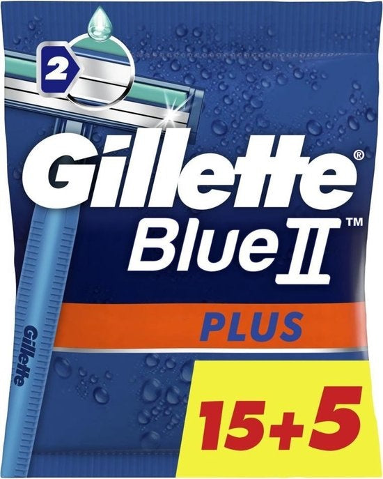 Gillette BlueII Plus Disposable Razors Men - Pack of 20