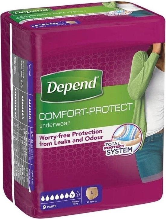 Depend Pants Inkontinenzhosen - Damen Normal - Größe L - 9 Stück - Verpackung beschädigt