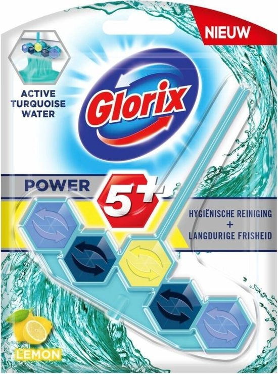 Glorix Toilettenblock, türkisfarbener Wasser-Zitronen-Toilettenblock