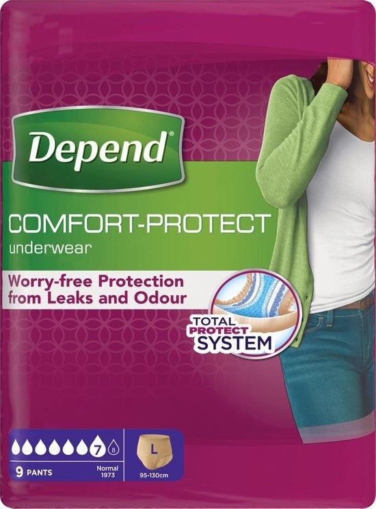 Depend Pants Inkontinenzhosen - Damen Normal - Größe L - 9 Stück - Verpackung beschädigt