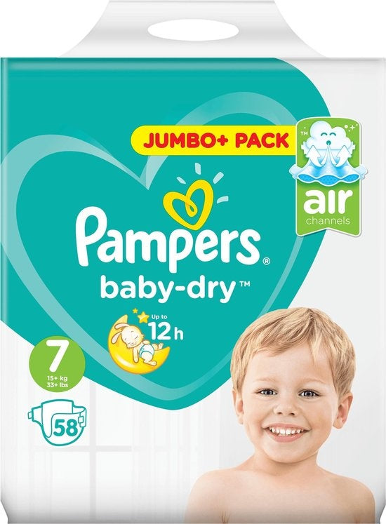 Pampers Baby Dry Diapers - Size 7 - 58 Pieces