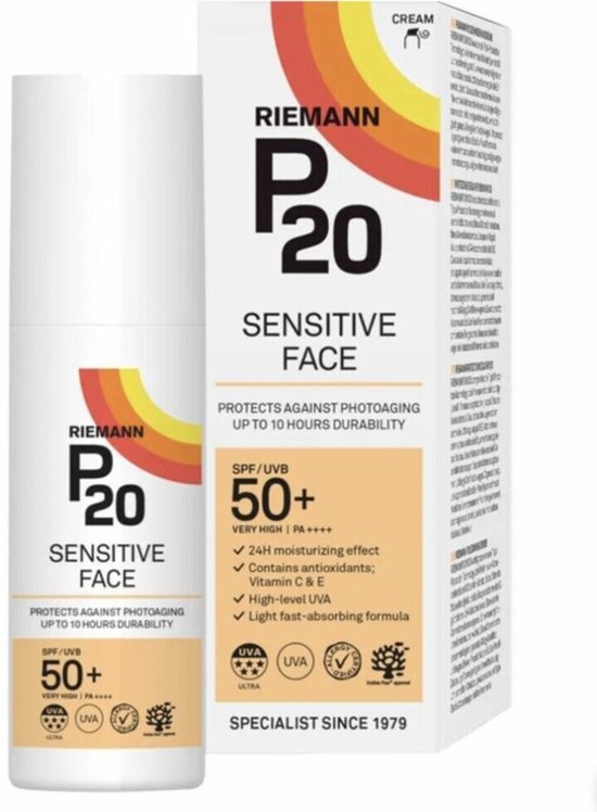 P20 Sensitive Face SPF 50+ - Zonnebrand crème voor gevoelige gezicht - 50 g