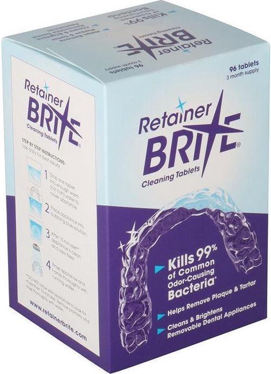 Retainer Brite Reinigungstabletten – 96 Stück – Verpackung beschädigt / Tabletten versiegelt