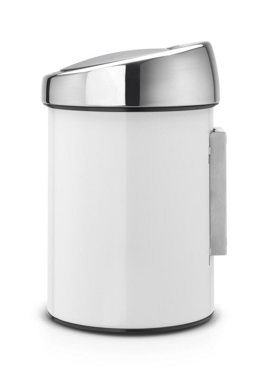 Brabantia Touch Bin Prullenbak - 3 liter - Badkamer - White / Brilliant Steel deksel