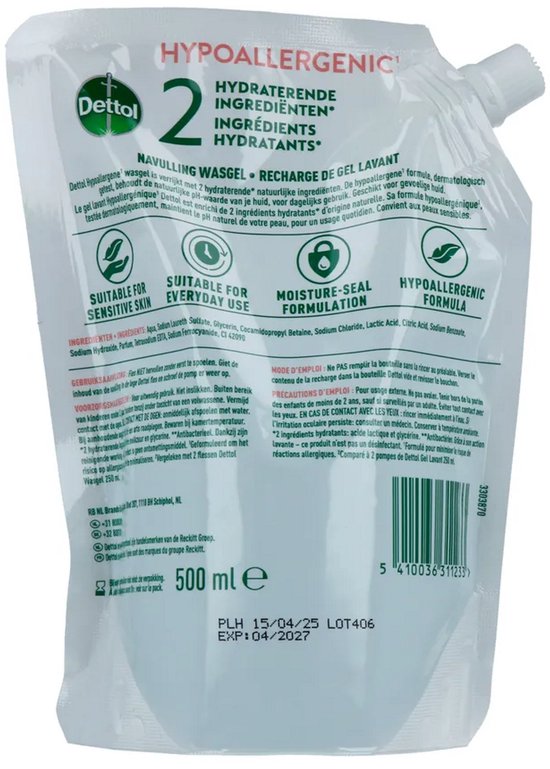 Dettol - Hand soap - Antibacterial - Refill Sensitive - 500ml