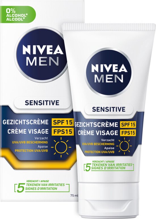 NIVEA MEN Sensitive Gezichtscrème - Dagcrème - SPF 15