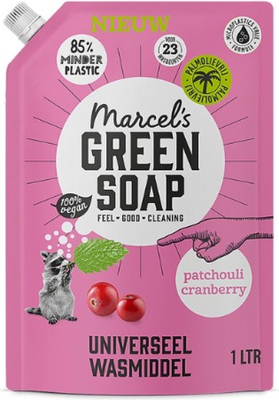 Marcel's Green Soap Detergent Refill Patchouli &amp; Cranberry 23 Washes 1 liter