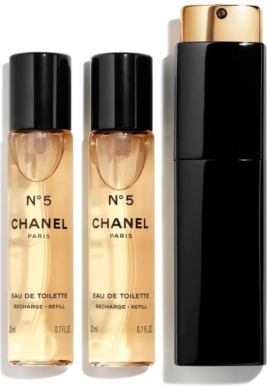 Chanel N°5 Twist and Spray – 3 x 20 ml – Eau de Toilette – 1 nachfüllbares Spray + 2 Nachfüllpackungen 