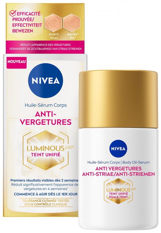 NIVEA Luminous630 Anti-Striae Lichaams Body Olie Serum - Serum voor Striemen en Vlekken Verwijderen - Zwangerschapsstriemen