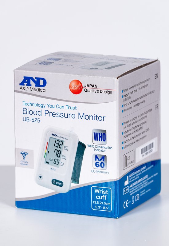 A&amp;D UB-525 - Wrist blood pressure monitor - 60 memory locations 