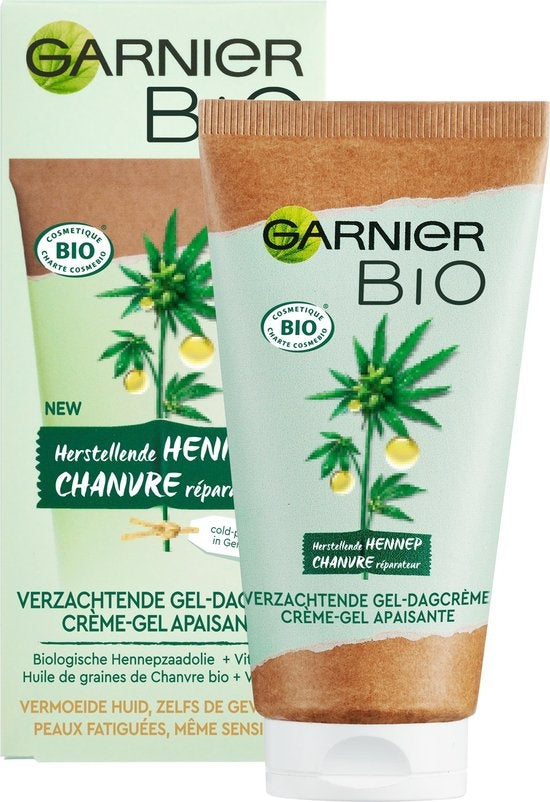 Garnier Bio Beruhigende Hanf-Gel-Tagescreme – 50 ml – Müde und empfindliche Haut – Verpackung beschädigt