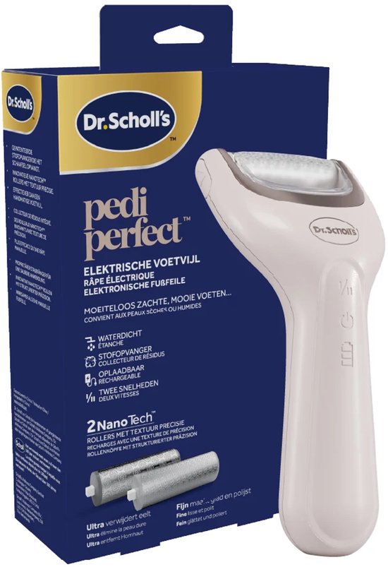 Dr. Scholl's Pedi Perfect Elektrische Voetvijl met Nano Technologie - Eeltvijl - Eeltverwijderaar - Draadloos - Oplaadbaar - Waterdicht - Verpakking beschadigd