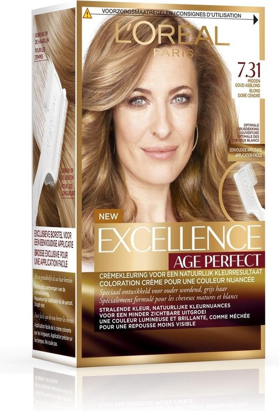 L'Oréal Paris Excellence Age Perfect 7.31 – Mittleres Aschblond – Haarfärbemittel – Verpackung beschädigt