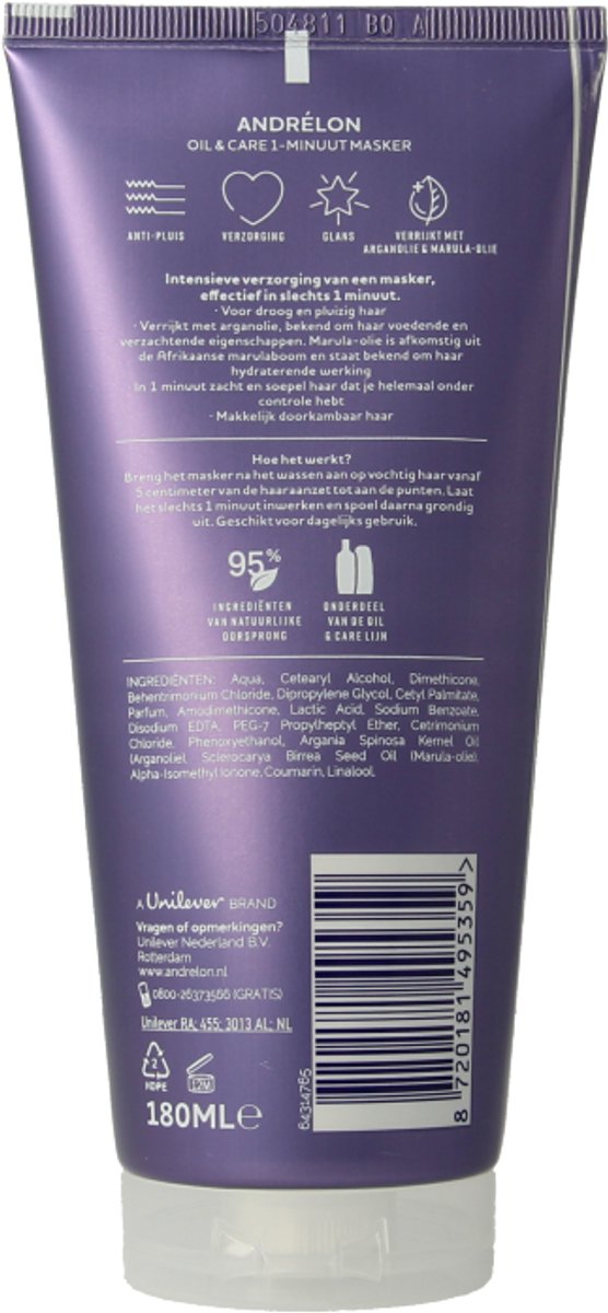 Andrelon 1 Minute Wow Mask Oil &amp; Care 180 ml