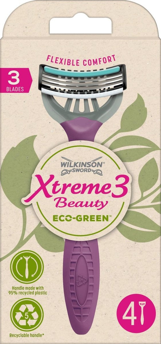 Wilkinson Xtreme3 Beauty Eco Green Wegwerpscheermesjes 4 Stuks