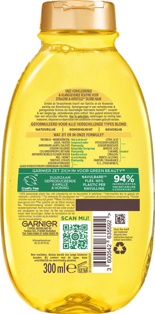 Garnier Loving Blends - Brightening &amp; Shining Shampoo - Sun-Kissed Chamomile &amp; Flower Honey - Chamomile - 300 ml
