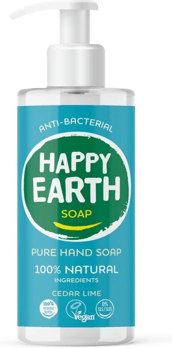 Happy Earth Pure Handseife Zeder-Limette 300 ml – 100 % natürlich