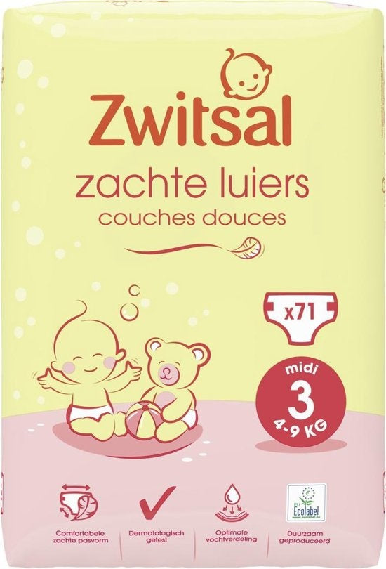 Zwitsal Diapers Midi - Size 3 - 213 pieces - Value pack