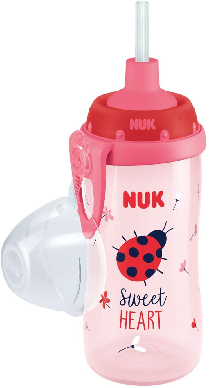 NUK Flexi Cup Drinkfles, Lekvrij met Rietje & Clip 300ml - Sweet Heart