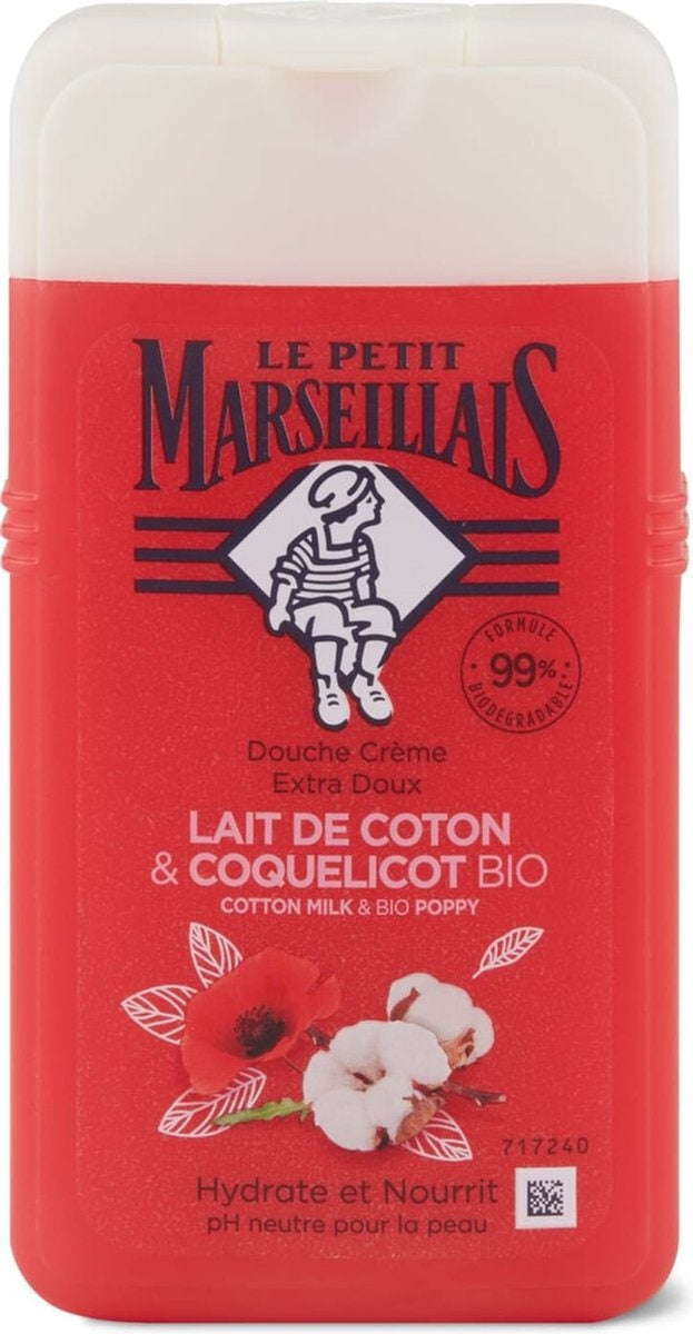 Le Petit Marseillais Duschcreme – Baumwollmilch und Bio-Mohn 250 ml