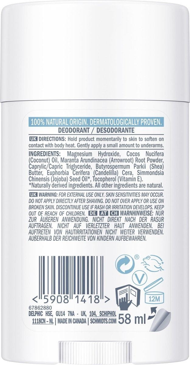 Schmidt's Fragrance Free Natural Sensitive - Deodorant Stick - 75 g - Verpakking beschadigd