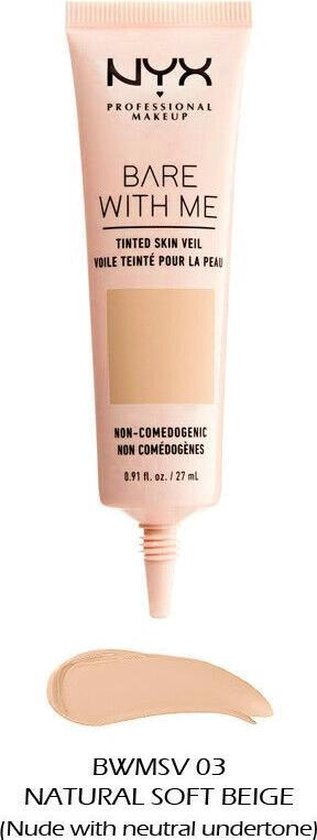 NYX PMU Professional Makeup Bare With Me Tinted Skin Veil - Natural Soft Beige BWMSV03 - Foundation - 27 ml