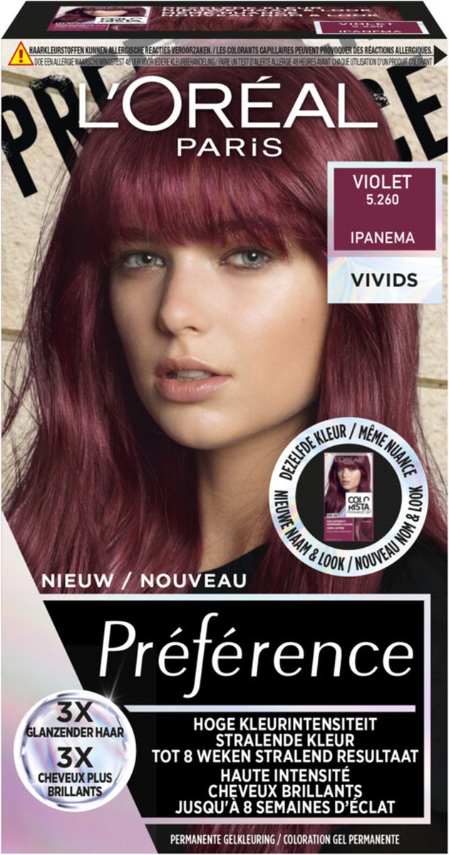 L'Oreal Paris Préférence Vivids 5.260 - Violet Ipanema- Permanente Haarkleuring