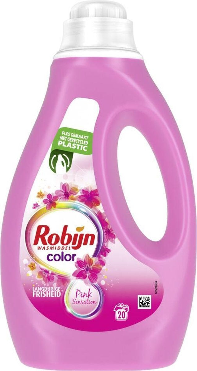 Robijn Vloeibaar Wasmiddel Pink Sensation Color 1 liter - Verpakking beschadigd