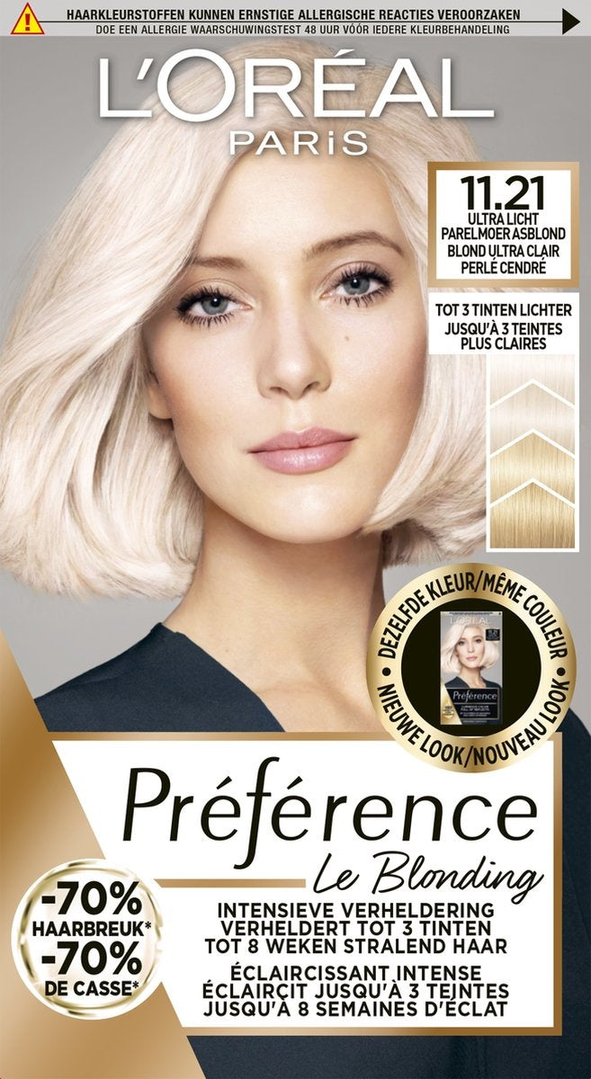 L'Oréal Paris Preference Le Blonding Ultra Light Pearl Ash Blonde 11.21 – Aufhellende permanente Haarfarbe – Verpackung beschädigt