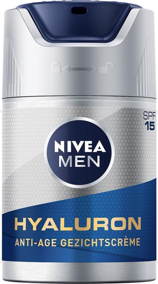 NIVEA MEN Anti-Age Hyaluron Gesichtscreme LSF 15 – 50 ml – Verpackung beschädigt