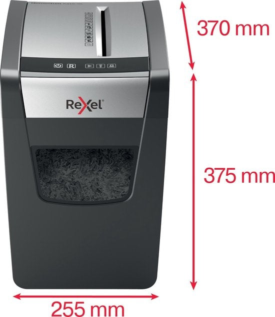 Rexel Stille Papierversnipperaar Momentum X410-SL Slimline voor Thuis/Thuiswerken of Kantoor - P- 4 Snippers - Tot 10 A4-Vellen - Vernietigt Documenten Met Kleine Nietjes En Paperclips - Opvangbak Van 23 Liter - Zwart