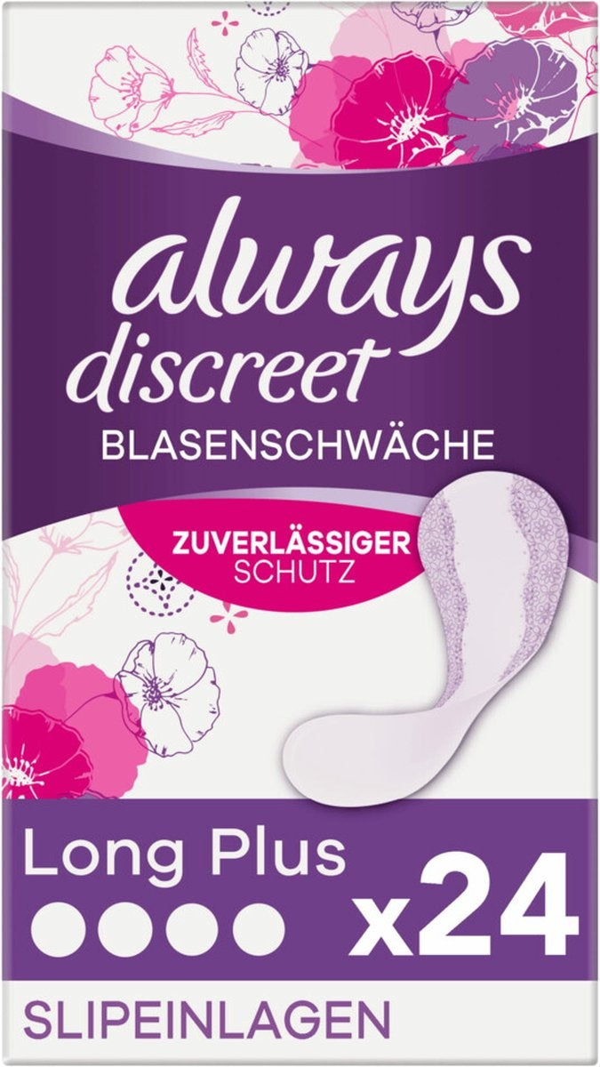 Always Discreet Long+ Panty Liners Urinary Incontinence 24 pieces